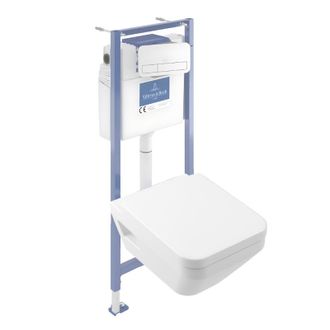 Villeroy & Boch Pack Inodoro Suspendido Sin Reborde Villeroy&boch Architectura Twistflush [e&sup3;] Redondo + Bastidor De Instalaci&oacute;n Suelo Y Pared + Placa Blanca