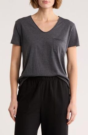 Caslon Rolled Burnout T-Shirt in Black at Nordstrom Rack, Size X-Small