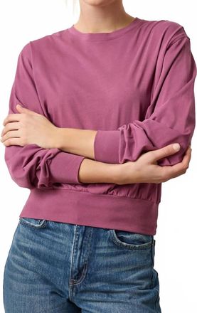 Lilla P Ribbed Trim Easy Crew Shirt In Vintage Plum