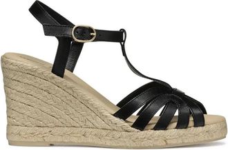Geox D Gelsa Wedge Espadrilles - Dames - Sleehakken - Zwart - 41 EU - Leer - Schoenen