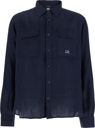 C.P. Company C.p. Company, Heren, Overhemden, Blauw, Maat: L Linnen