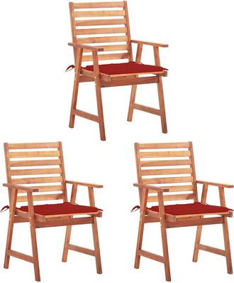 vidaXL Vidaxl - Sillas Comedor De Jard&iacute;n Y Cojines 3 Uds Madera Maciza Acacia