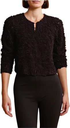 By Ti Mo Vintage Georgette Jas met Ruffles - Dames - Zomerjassen - Zwart - S - Jassen
