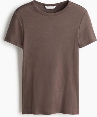 H&M Geripptes T-Shirt - Beige