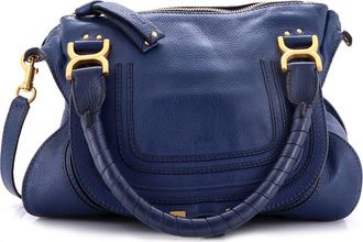 Chlo&eacute; Blue Leather Marcie Satchel Medium (Authentic Pre-Loved)