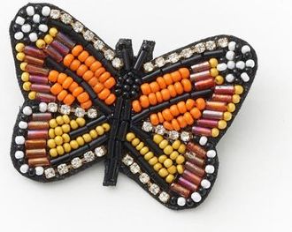 Matr Boomie Bala Mani Beaded Butterfly Brooch Pin in Orange at Nordstrom