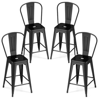 Costway Costway 62 cm Counter Height Barstools with Backrests & Footrests in Black