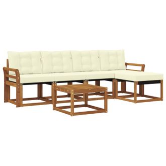 vidaXL Conjunto De Sof&aacute;s De Exterior Con Coj&iacute;n 6 Pcs Natural Y Crema Vidaxl
