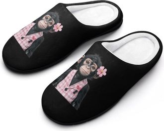 Generic Cute Monkey Funny Mens Slippers Cotton Warm House Shoes Memory Foam Sandals Print Size 7-14