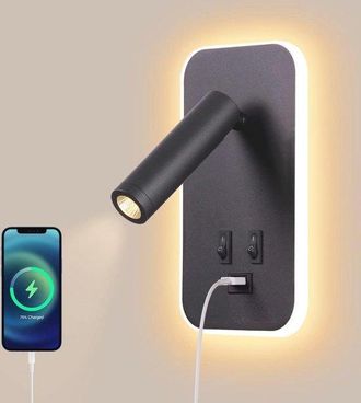 OEM L&aacute;mpara De Lectura Led Moderna Con Estaci&oacute;n De Carga Usb Y Foco Ajustable Para Dormitorio