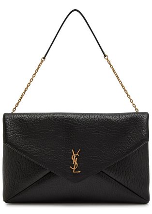Saint Laurent Envelope Grained Leather Pouch - Black - One Size
