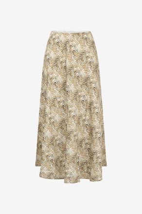 Hemisphere Ausgestellter Seidensatin-Midirock Hanja