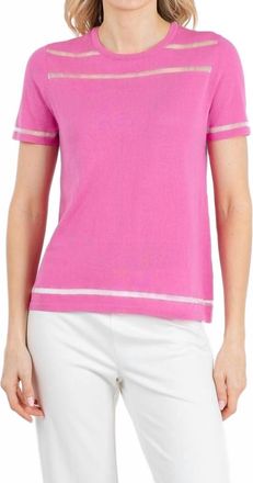 Peace of Cloth Sheer Stripe Short Sleeve Crew Top In Petal