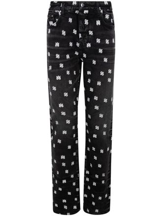 Amiri MA paisley-print straight-leg jeans - Black