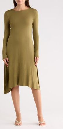 Go Couture Long Sleeve Flare Swing Dress in Olive Moss at Nordstrom Rack, Size X-Large