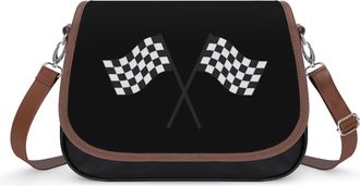 Generic White And Black Checkered Racing Flag Fashion Womens Crossbody Bags Novelty Handbag Shoulder Bag Purse
