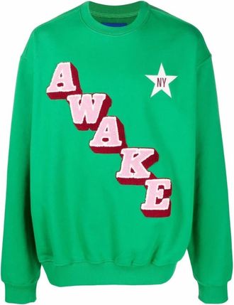 Awake NY Logo Crewneck Sweatshirt - Heren - Sweatshirts - Groen - L - Katoen - Hoodies & sweatvesten
