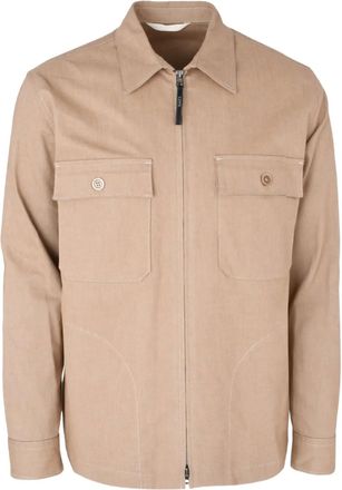 120% Lino pocket zip jacket - Neutrals
