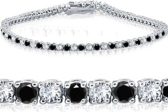 Pompeii3 2ct Black & White Diamond Tennis Bracelet 14K White Gold 7