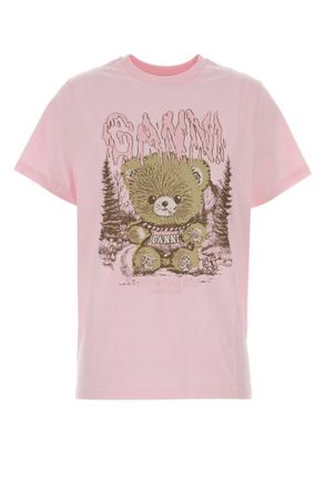 Ganni Pink Crew Neck T-Shirt
