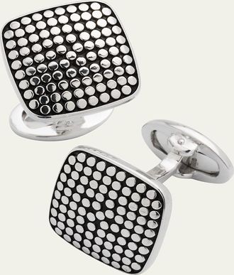 Jan Leslie Mens Sterling Silver Dotted Square Cufflinks