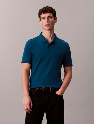 Calvin Klein Mens Liquid Touch Polo Shirt - Blue - 2XL