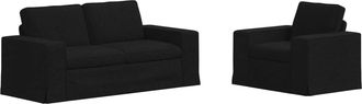 vidaXL Juego De Sof&aacute; 2 Uds. Negro Tela Vidaxl