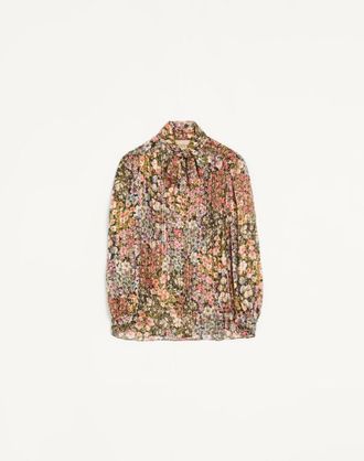 Valentino Apr&egrave;s LHiver Allover Fiorellini Pekin Pliss&eacute; Shirt Wo