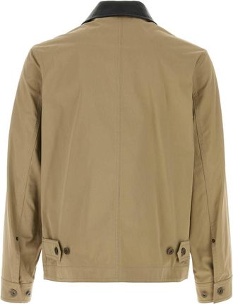Burberry Mens Cappuccino Cotton Jacket Saltmarshbeige Exterior: Giacche E Gilet