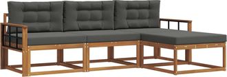 vidaXL Conjunto De Sof&aacute;s De Exterior 4 Uds. Natural Y Antracita Vidaxl