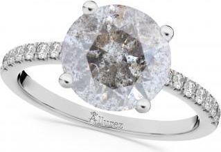 Allurez Salt & Pepper & White Diamond Engagement Ring 18K White Gold (2.21ct)