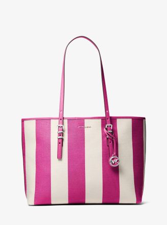 Michael Kors Quinn Large Striped Canvas Tote Bag