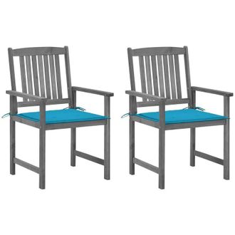 vidaXL Sillas De Jard&iacute;n Con Cojines 2 Uds Madera Maciza De Acacia Gris Vidaxl