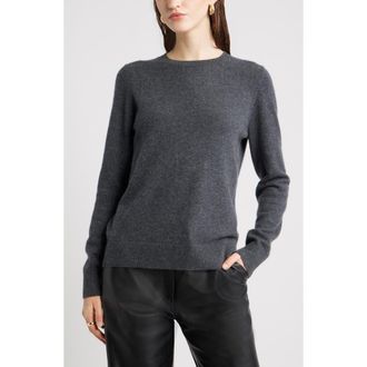 Nordstrom Cashmere Crewneck Sweater in Grey Dark Charcoal Heather at Nordstrom Rack, Size Xx-Small