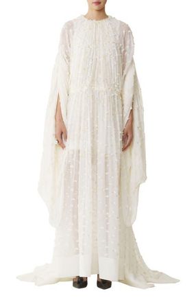 Lanvin Long Dress In Plumetis Silk in White/ivory at Nordstrom, Size 1 Eu