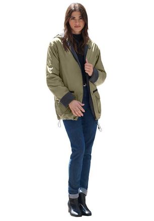 Roaman's Plus Size Hooded Nylon Jacket in Green Khaki at Nordstrom, Size Medium
