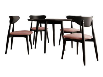 Mirjan24 Conjunto De Mesas Y Sillas Para Comedor Racine 124, Magic Velvet 2258 + Negro, 76x0x0cm, Di&aacute;metro: 100, N&uacute;mero De Asientos: 4, Estilo: Contemporary