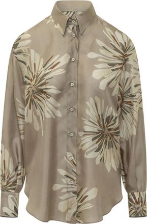 Brunello Cucinelli Brunello Cucinelli, Shirts, female, Green, Size: L Floral Patterned Shirt