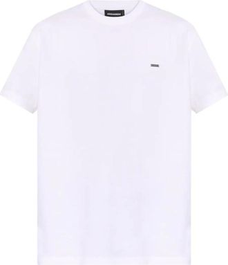 Dsquared2 T-shirt met plaatdetails - Heren - T-shirts - Wit - XL - Katoen - Tops