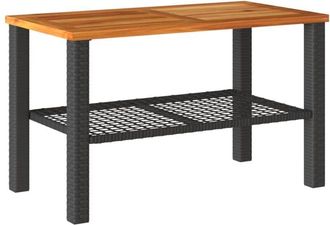 vidaXL Mesa De Jard&iacute;n Rat&aacute;n Sint&eacute;tico Madera Acacia Negro 70x38x42 Cm Vidaxl