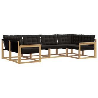 vidaXL Conjunto De Sof&aacute;s De Exterior Con Coj&iacute;n 6 Pcs Blanco Y Negro Vidaxl