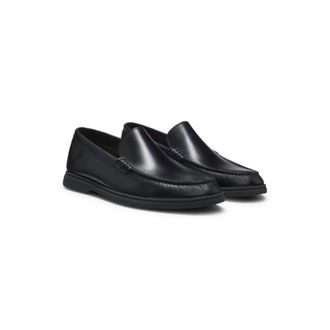 BOSS Embossed-logo moccasins in leather