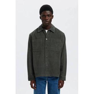 Selected regular casual overhemd donkergroen