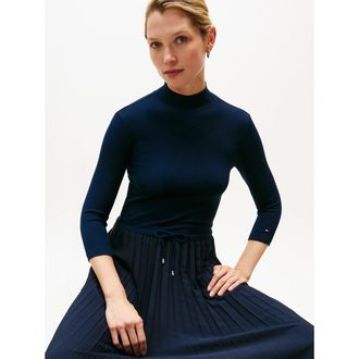Tommy Hilfiger Midi-jurk met plooitjes en 3/4-mouwen