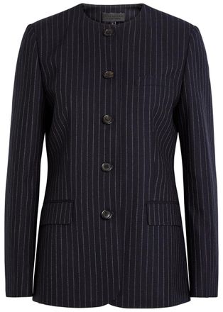 Nili Lotan Gertrude Pinstriped Wool Jacket - Navy - 2 (UK4 / Xxs)