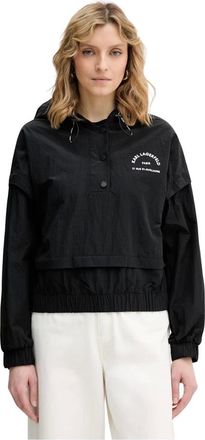Karl Lagerfeld Jassen, Dames, Zwart, M, Hooded Anorak