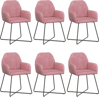 vidaXL Sillas De Comedor 6 Uds. Terciopelo Rosa 55 X 50 X 84 Cm Vidaxl