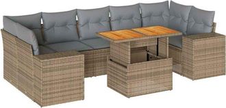 vidaXL Set De Sof&aacute;s De Jard&iacute;n Y Cojines 8 Piezas Rat&aacute;n Sint&eacute;tico Beige Vidaxl