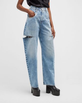 Maison Margiela Slash-Sides Wide-Leg Denim Pants
