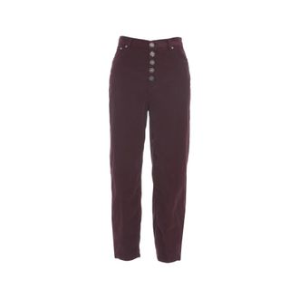 Dondup Straight Trousers, female, Brown, Size: W31 High Waist Button Trousers Rosso
